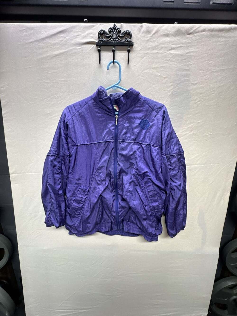 Vintage Bold Spirit 90s Purple Shiny Nylon Windbreaker Track Jacket